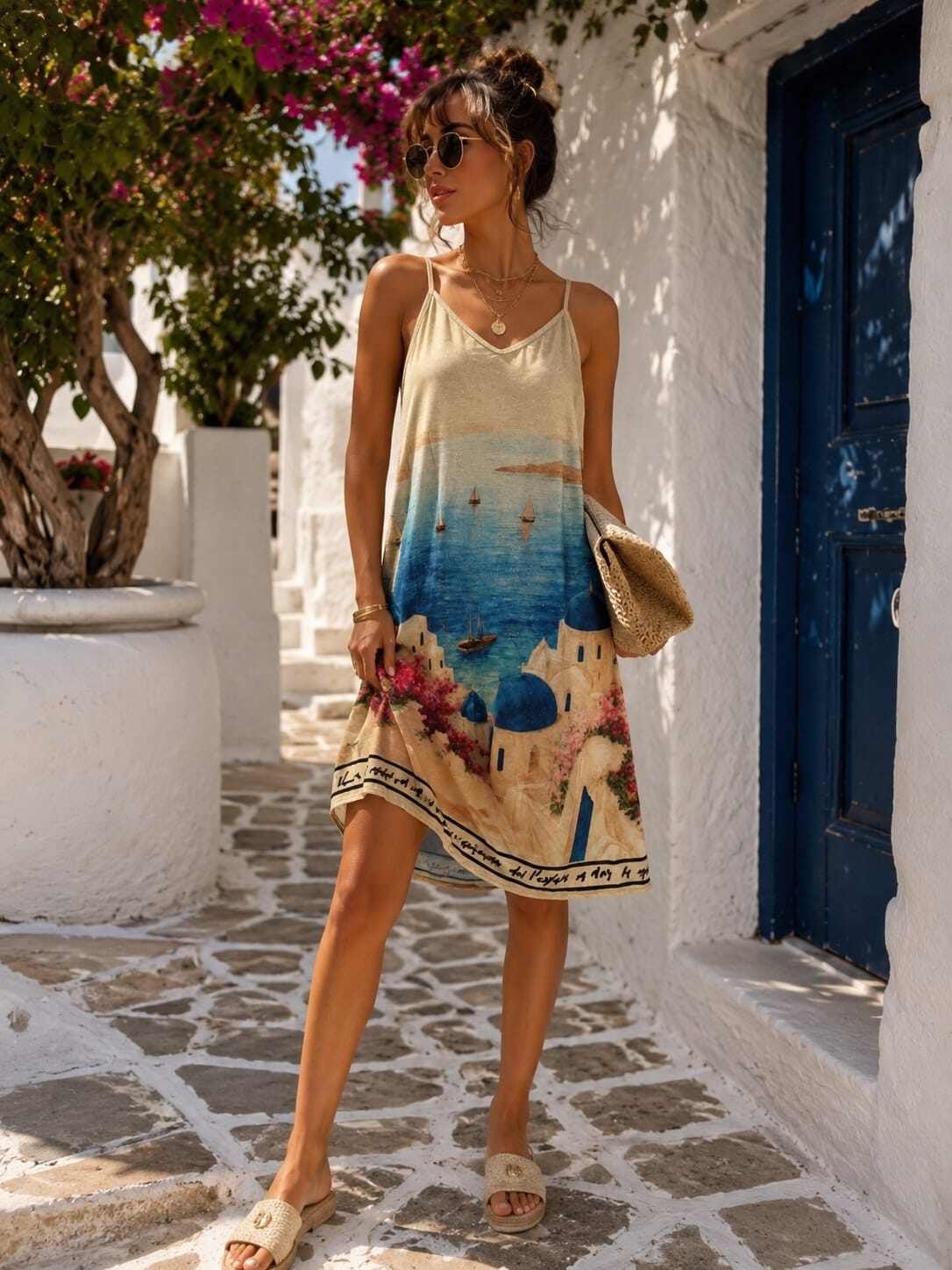 Mayorista ROSEMARY COLLECTION - Vestido de tirantes de lurex estampado. Talla única 44/46
