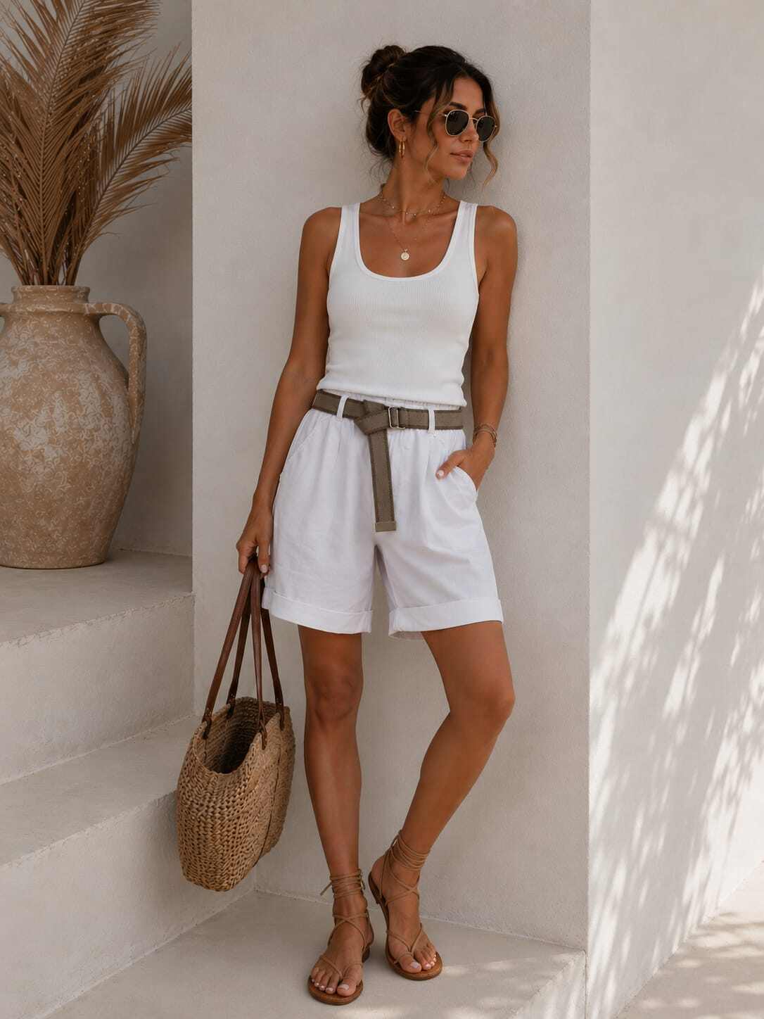 Wholesaler ROSEMARY COLLECTION - BRITANY Bermuda shorts with a belt. One size fits 42/44