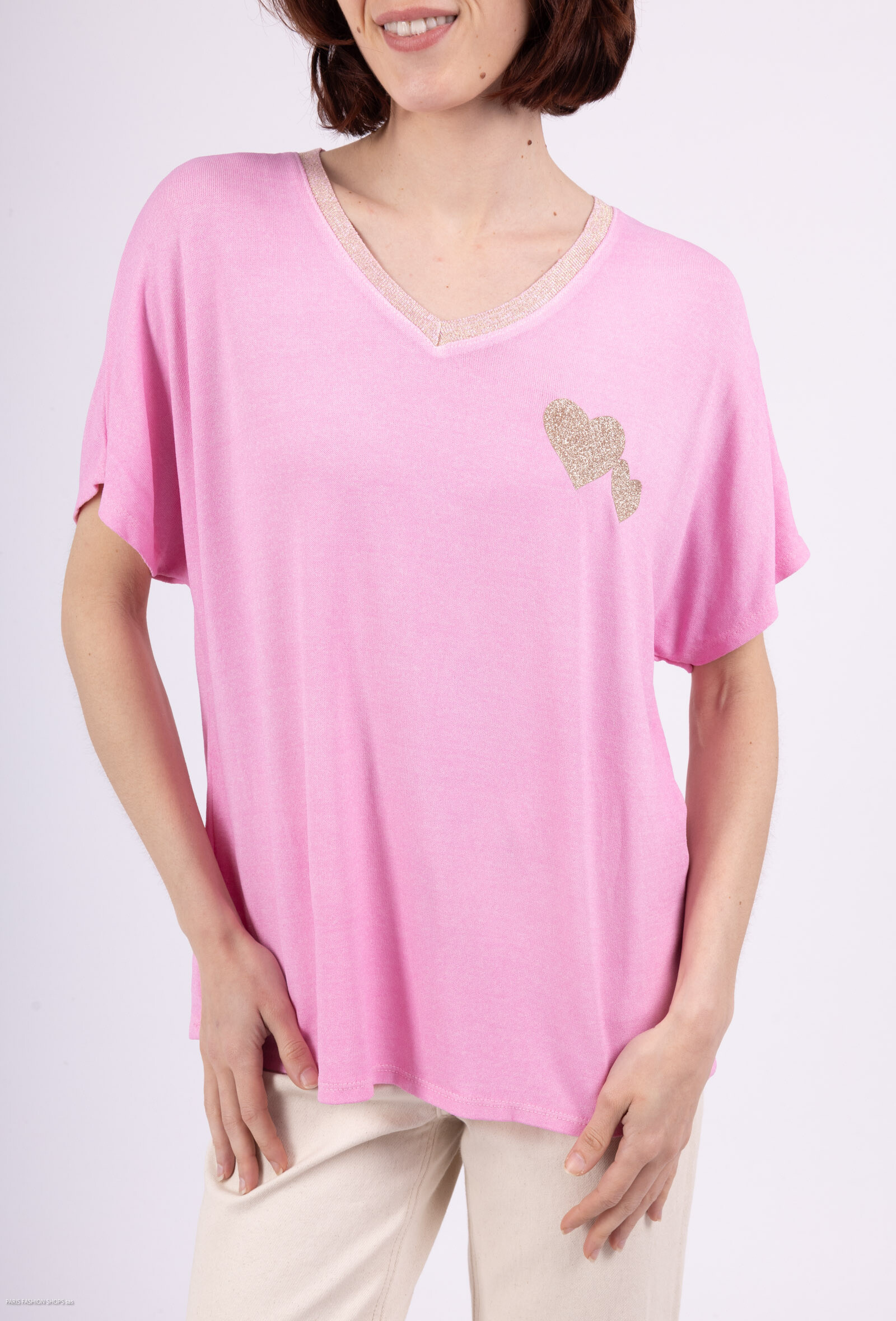Wholesaler ROSEMARY COLLECTION - Top V -neck in lurex
