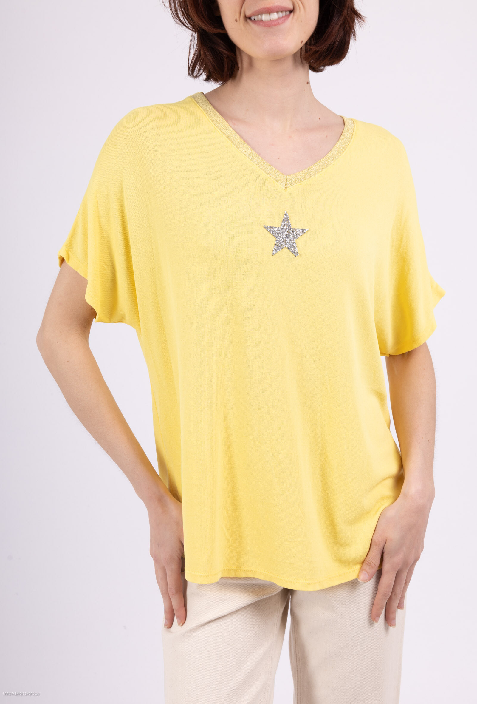Wholesaler ROSEMARY COLLECTION - Top V -neck in lurex
