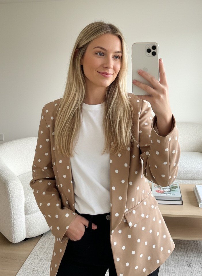 Wholesaler ROSYDAYS - Polka Dot Print Blazer with Lining
