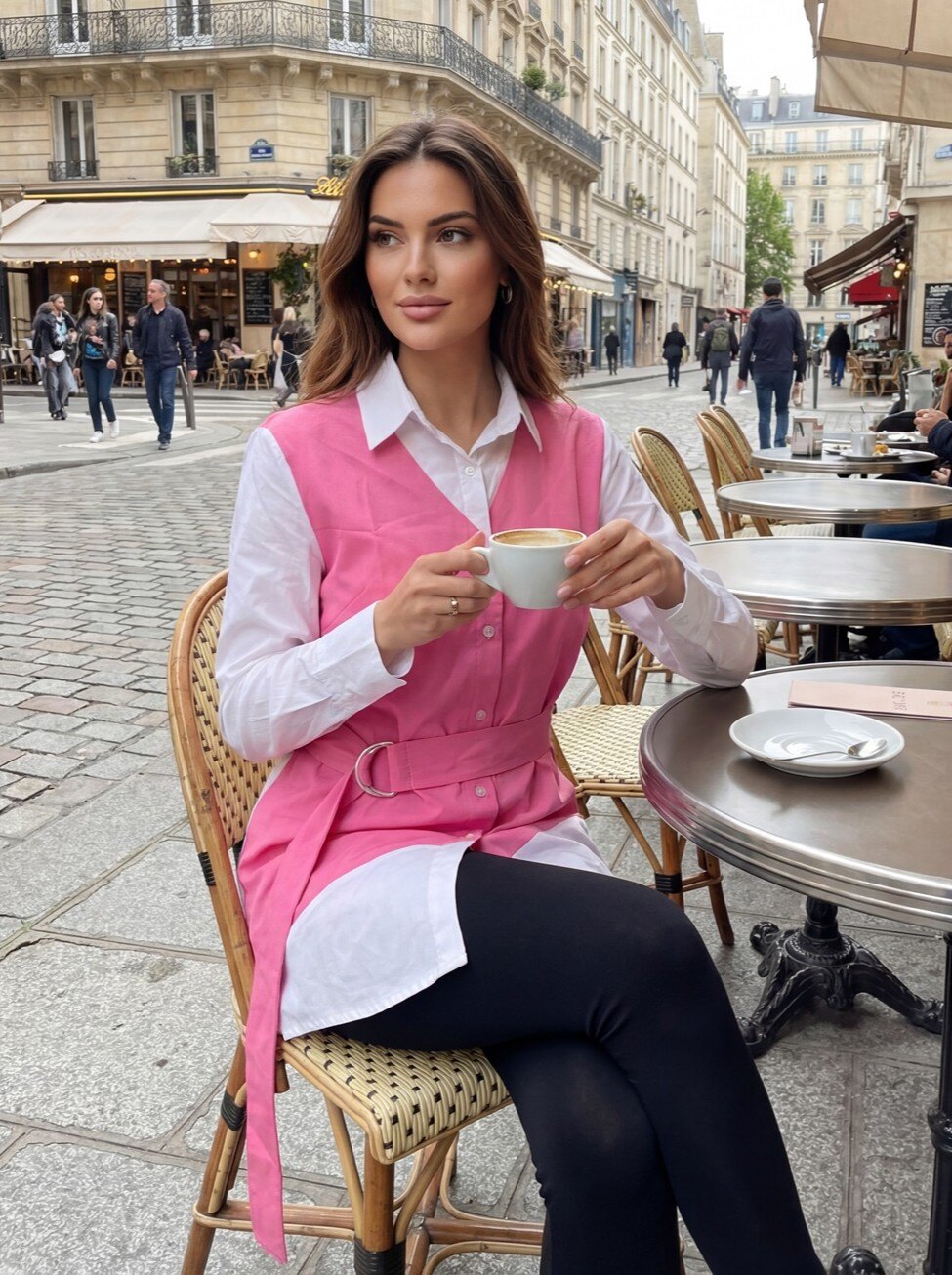 Wholesaler ROSYDAYS - Two-Tone Belted Shirt