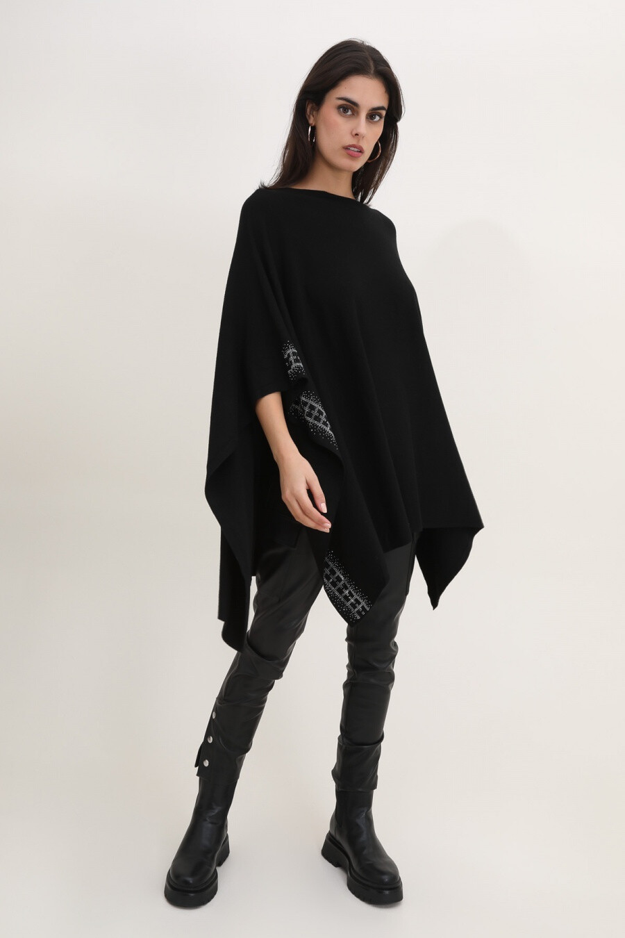 Grossiste Rosy Days - Poncho en maille ample à strasses