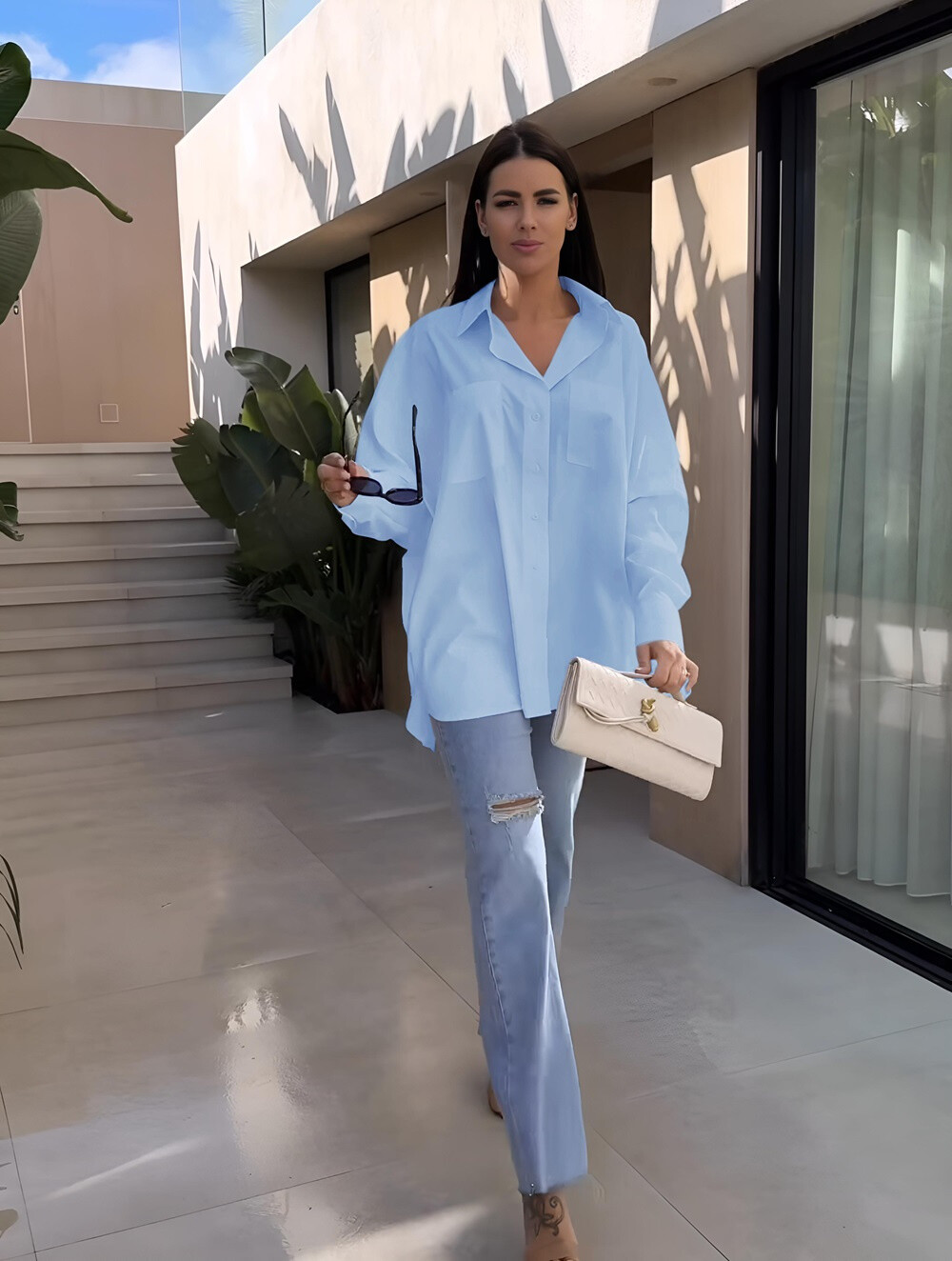 Wholesaler Rosy Days - Oversize cotton shirt with pockets