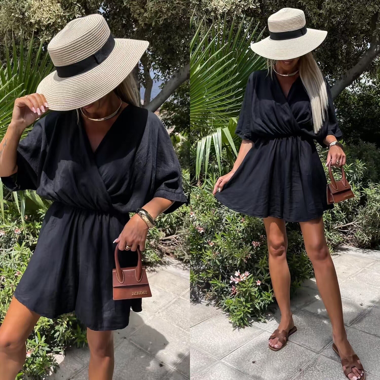 United COMBI-SHORT in viscose - Black 1 - thumbnail