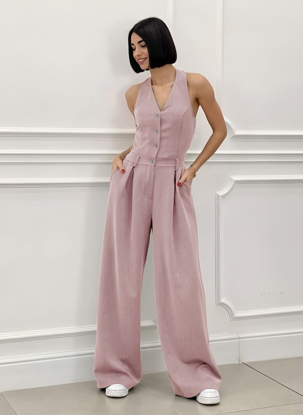 Wholesaler Rosy Days - Chic pants combination with functional pockets back bare
