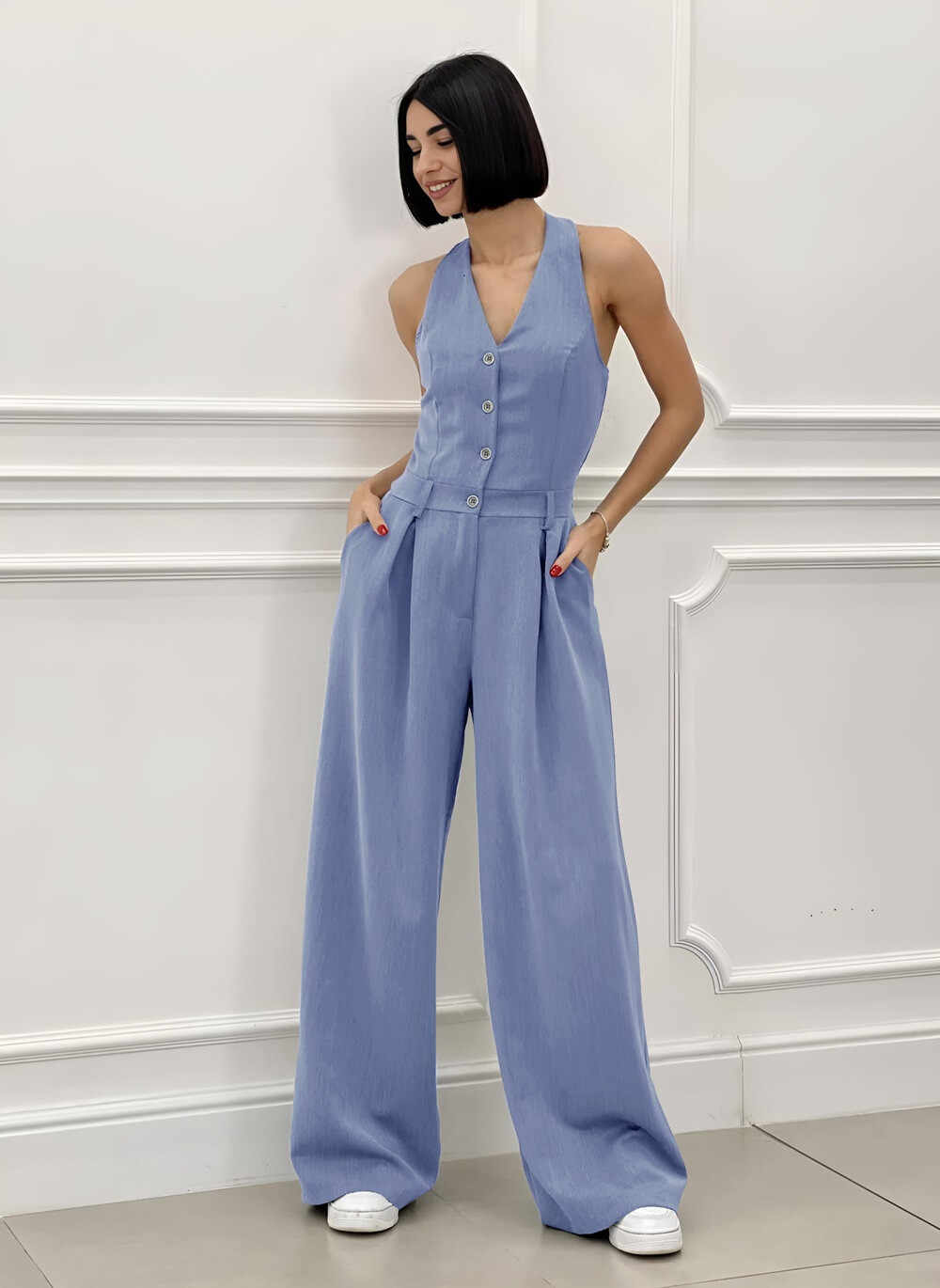 Wholesaler Rosy Days - Chic pants combination with functional pockets back bare