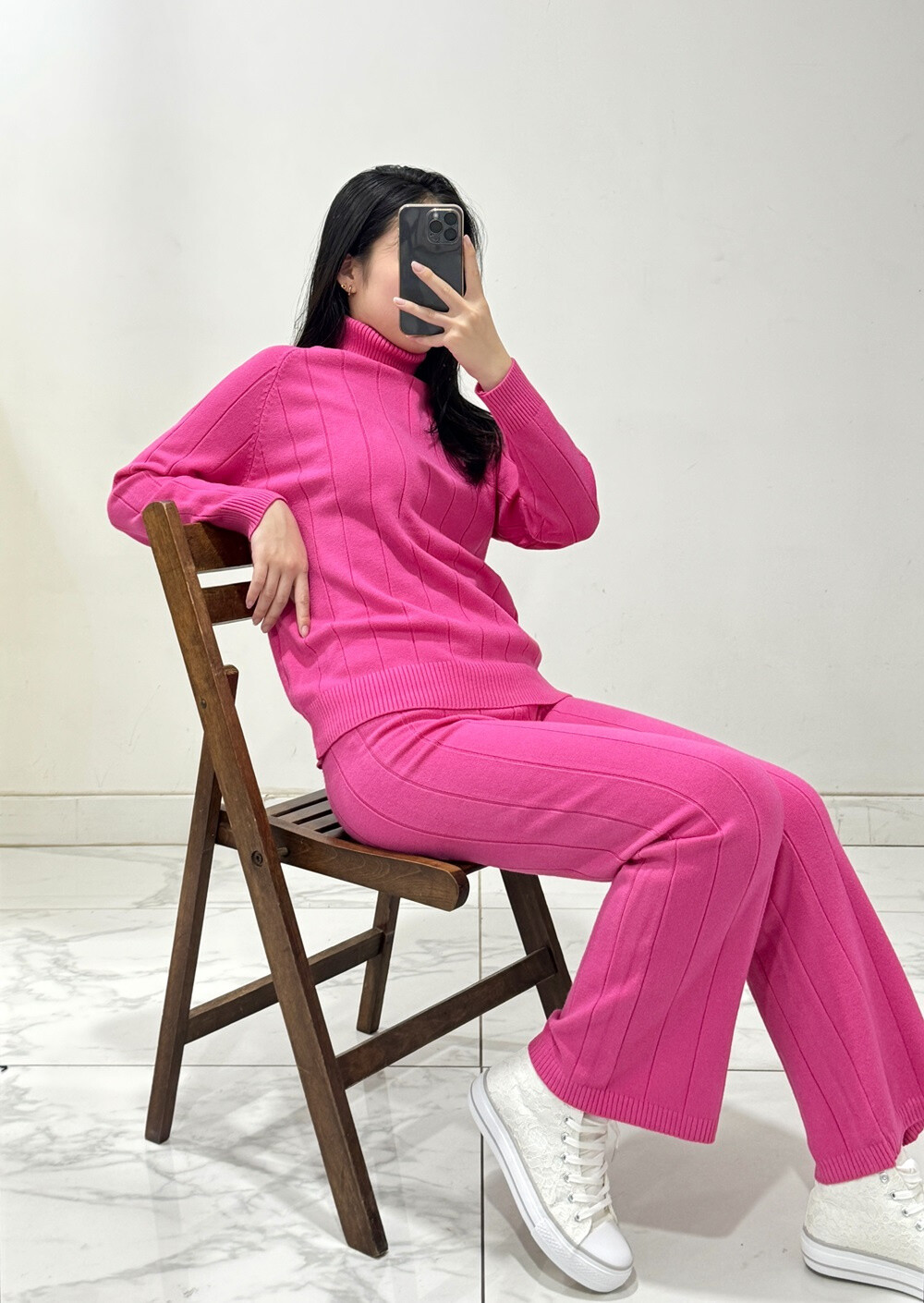 Grossiste Rosy Days - Ensemble col roulé pantalon côtelé en maille