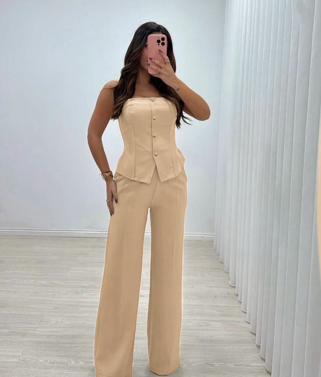 Wholesaler Rosy Days - Chic sleeveless blazer pants set without lining