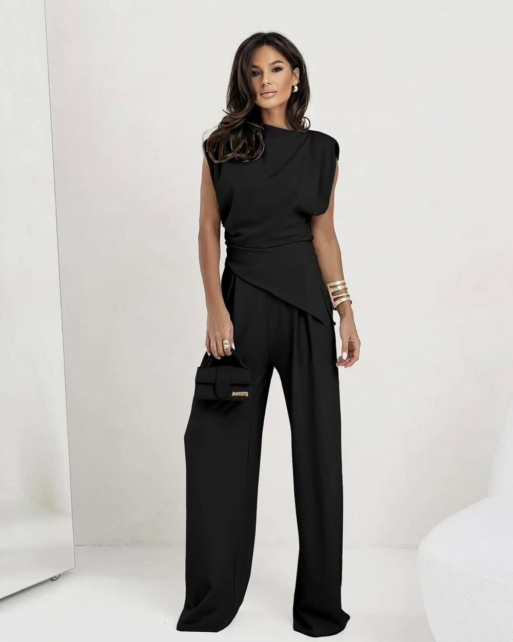 Wholesaler Rosy Days - Asymmetrical top Asymmetrical Pants with shoulder shoulders
