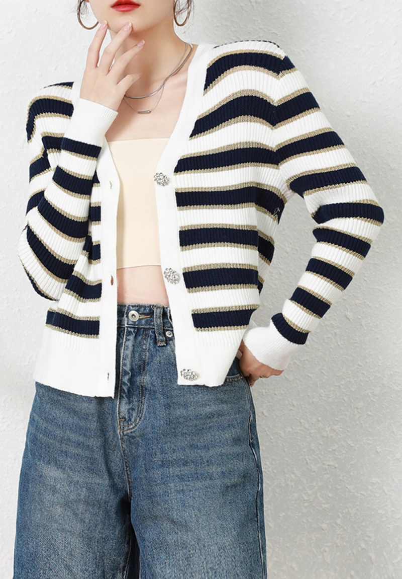 Grossiste Rosy Days - Gilet marinière lurex à boutons fantaisies