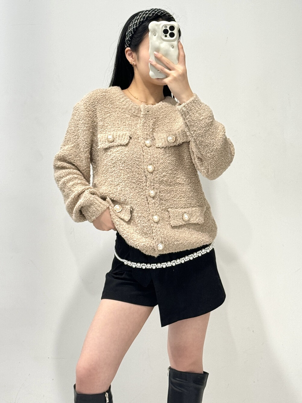 Mayorista Rosy Days - Chaleco tipo cárdigan de punto teddy con botones y cuentas