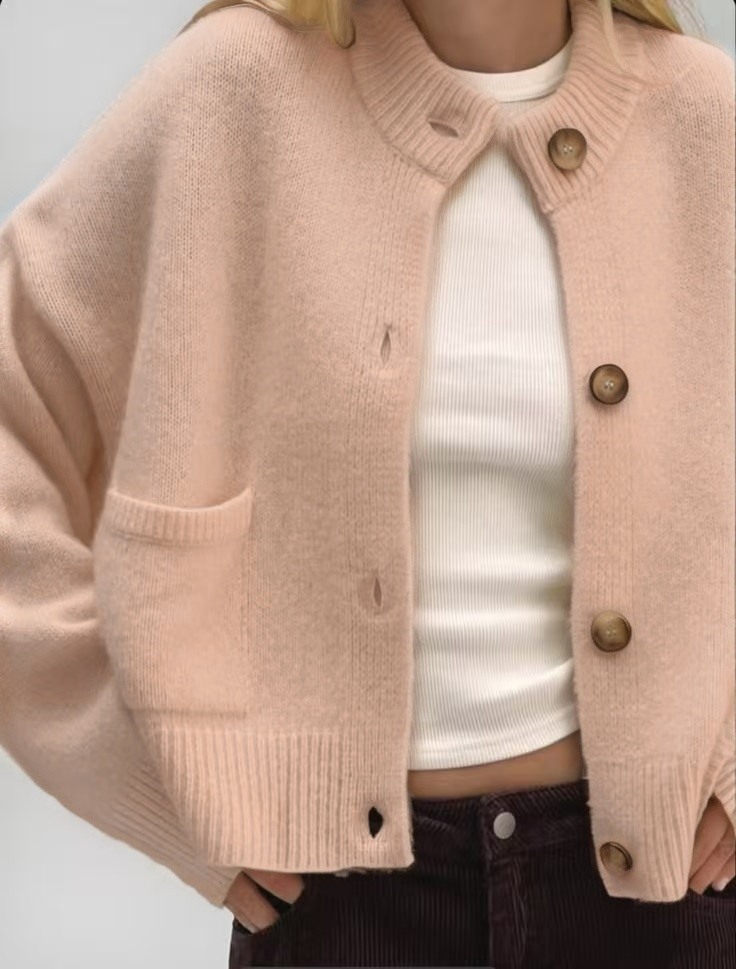Grossiste ROSYDAYS - Gilet Doux Maille Epaisse à Bouton et Poches