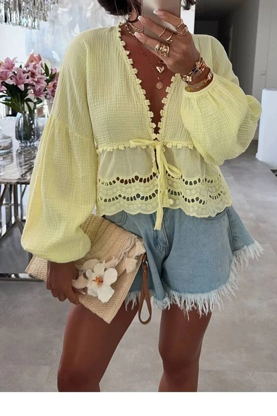 Wholesaler Rosy Days - Lace cotton gauze vest