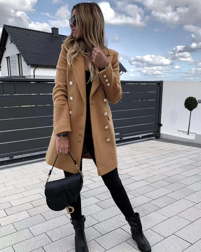 Wholesaler Rosy Days - Mid-length coat with gold buttons and lining