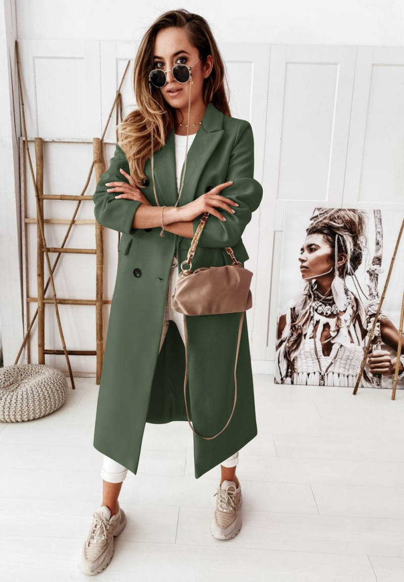 Grossiste Rosy Days - Manteau long à boutons noirs et doublure