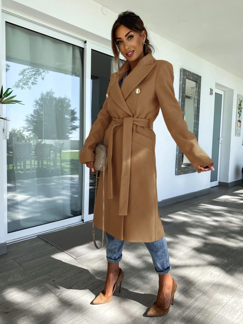 Wholesaler Rosy Days - Long coat with buttons, drawstrings and pockets with lining