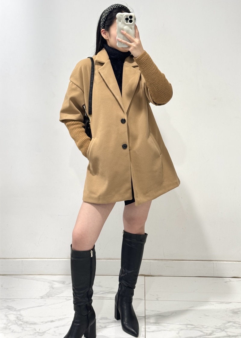 Wholesaler Rosy Days - Chic coat with mesh sleeve and lining