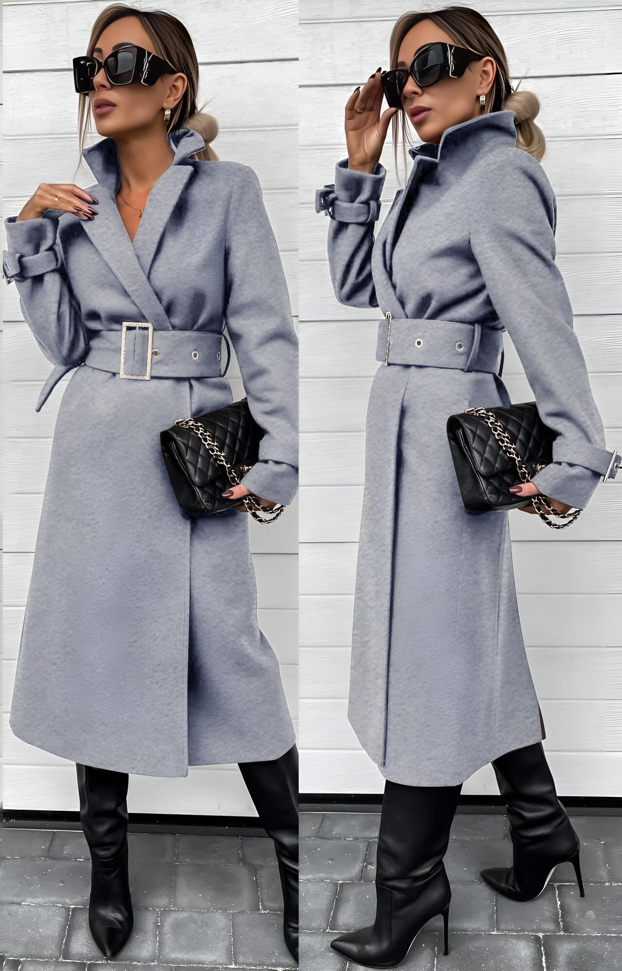 Grossiste Rosy Days - Manteau long doublure chic à ceinture