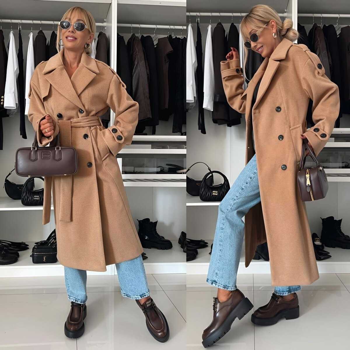 Wholesaler Rosy Days - Long coat with buttons, drawstrings and pockets with lining
