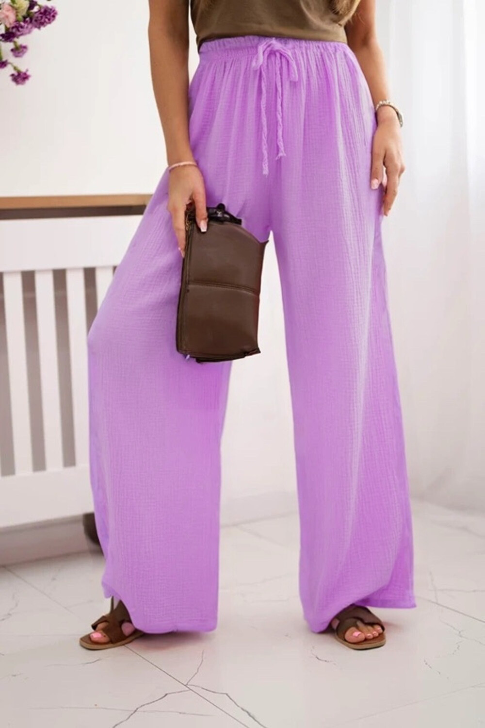 Grossiste Rosy Days - Pantalon Gaze De Coton Avec Cordon
