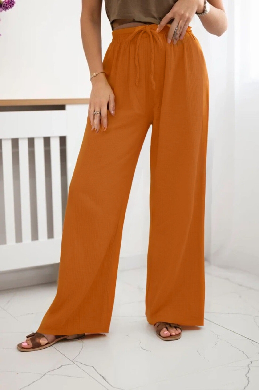 Grossista Rosy Days - Pantaloni di garza di cotone con cavo