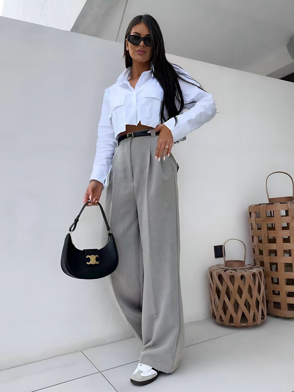 Grossiste Rosy Days - Pantalon Chic Coupe Droite Avec Ceinture sans poche