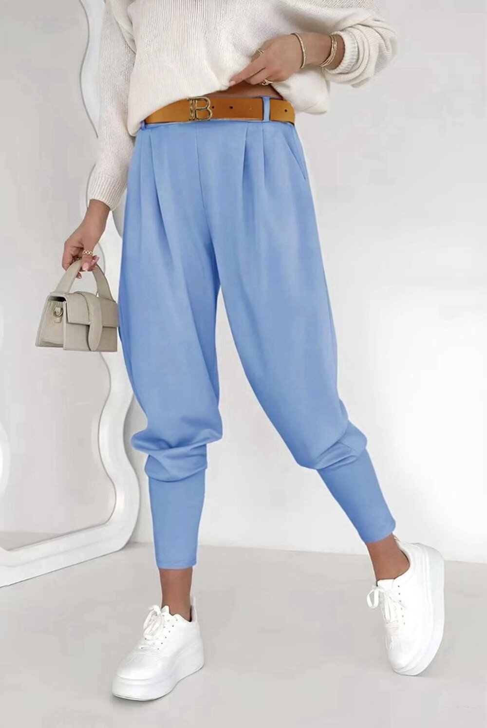 Mayorista Rosy Days - Pantalones delgados de algodón con bolsillos y cinturón
