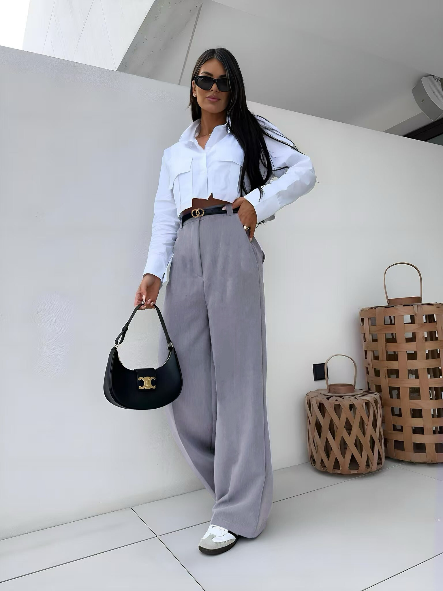 Wholesaler Rosy Days - Chic pants straight cut with functional pockets and with belt