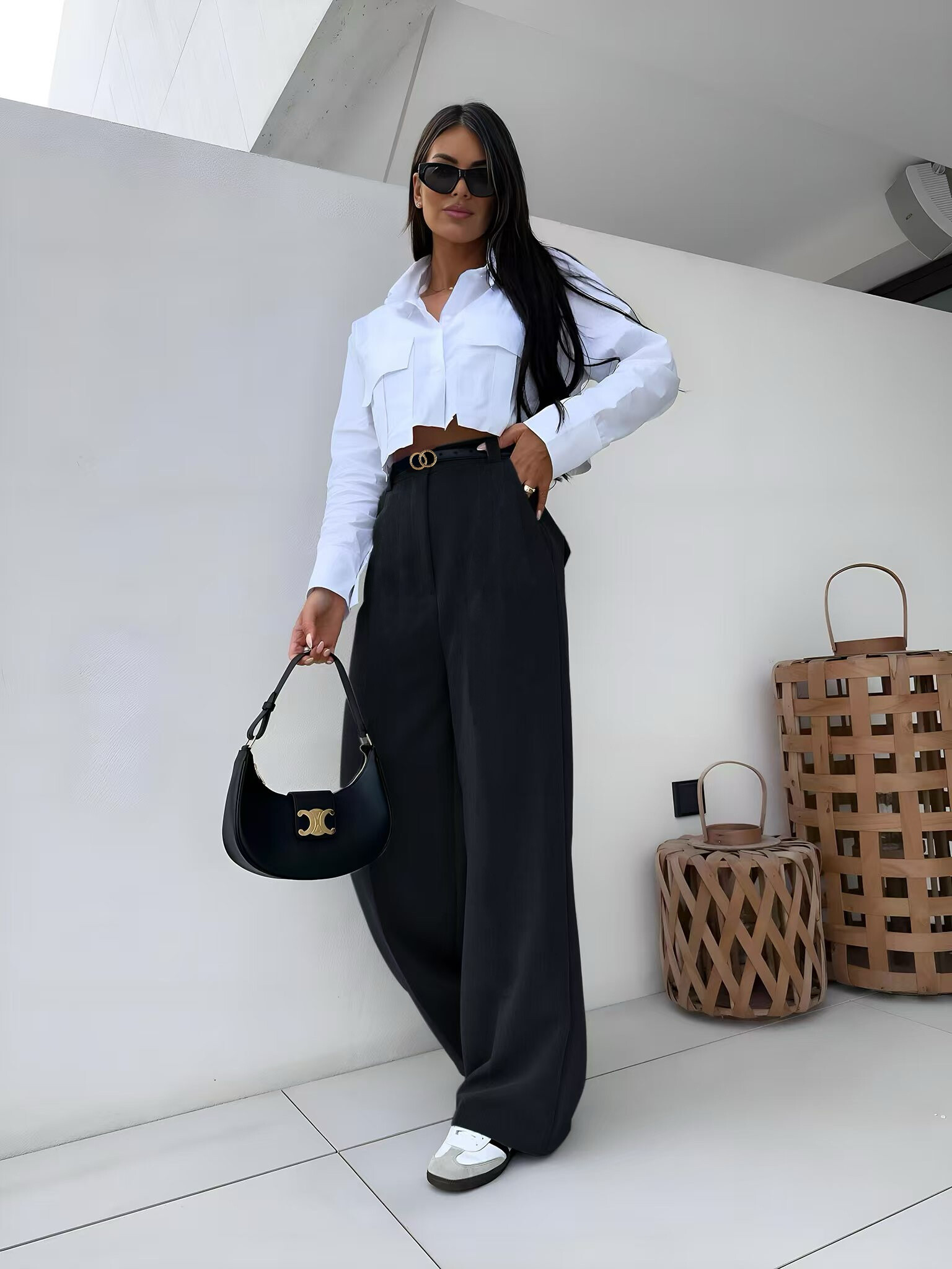 Wholesaler Rosy Days - Chic pants straight cut with functional pockets and with belt