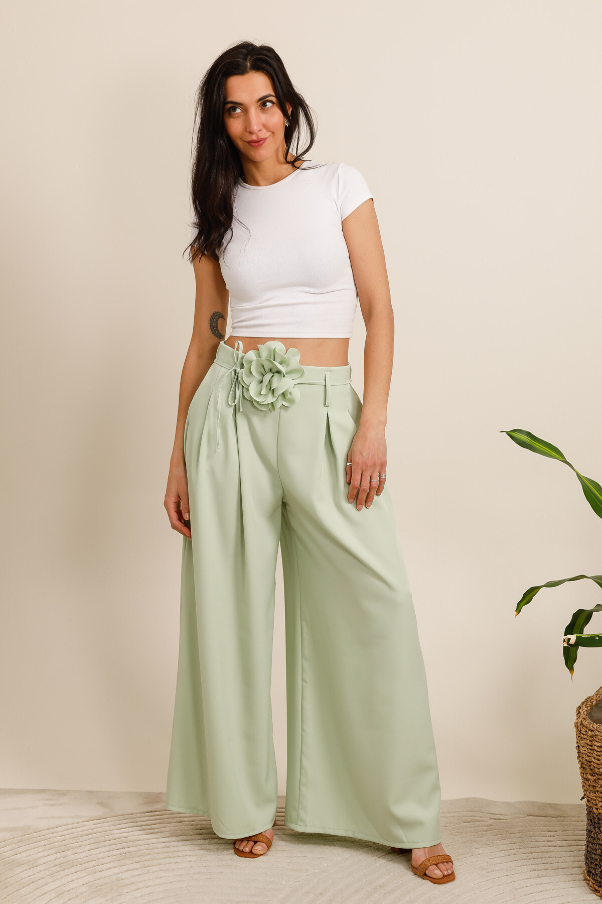 Wholesaler Rosy Days - Large pants with 3D flower cord