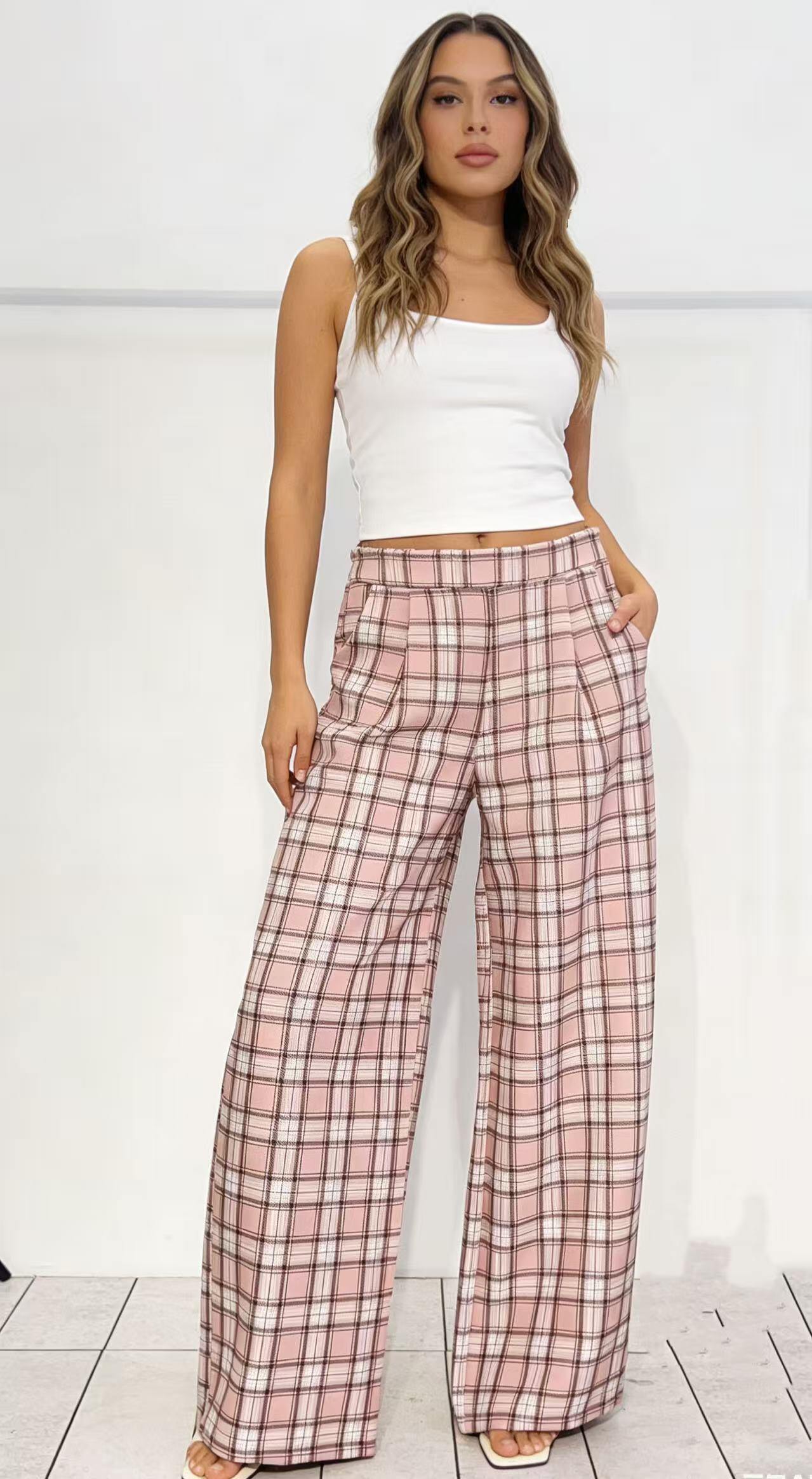 Grossiste ROSYDAYS - Pantalon à Carreaux Tendance