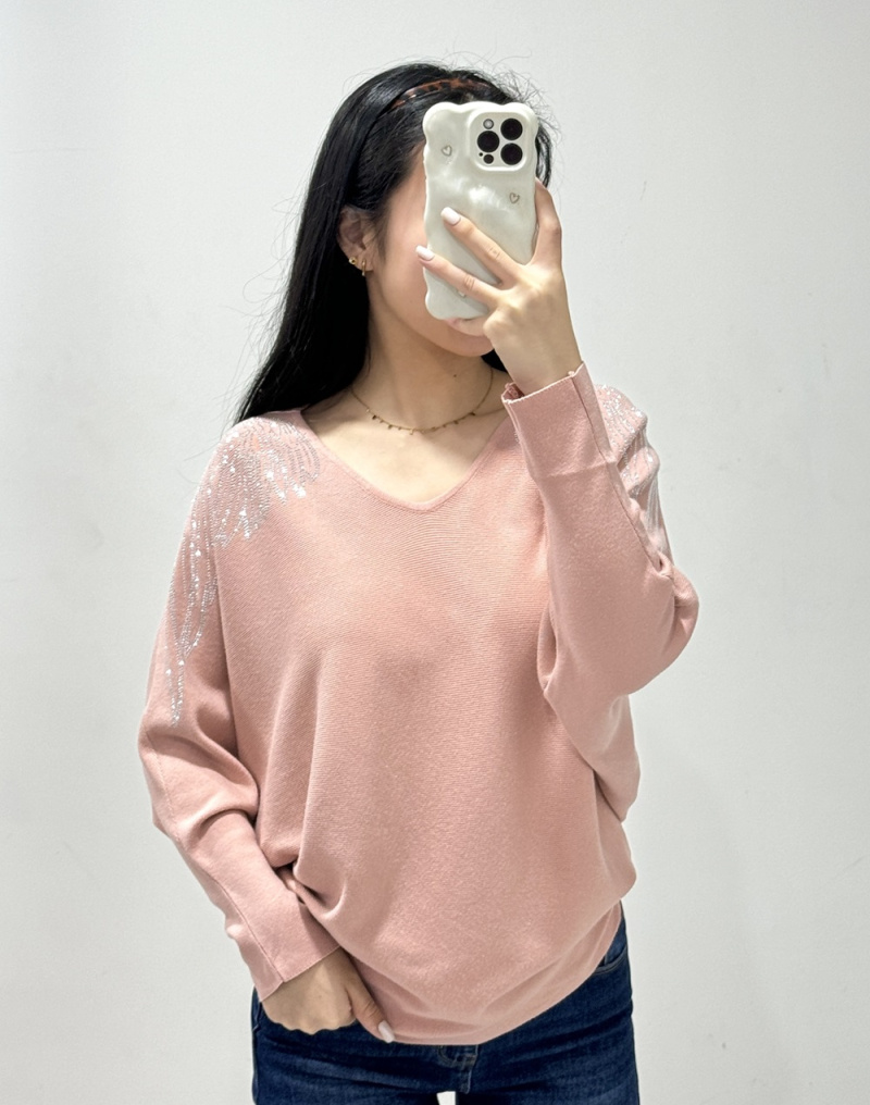 Grossiste Rosy Days - Pull en maille à motifs ailes d'ange