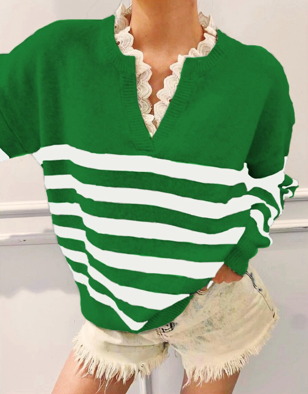 Wholesaler Rosy Days - Knitted sailor sweater with lace