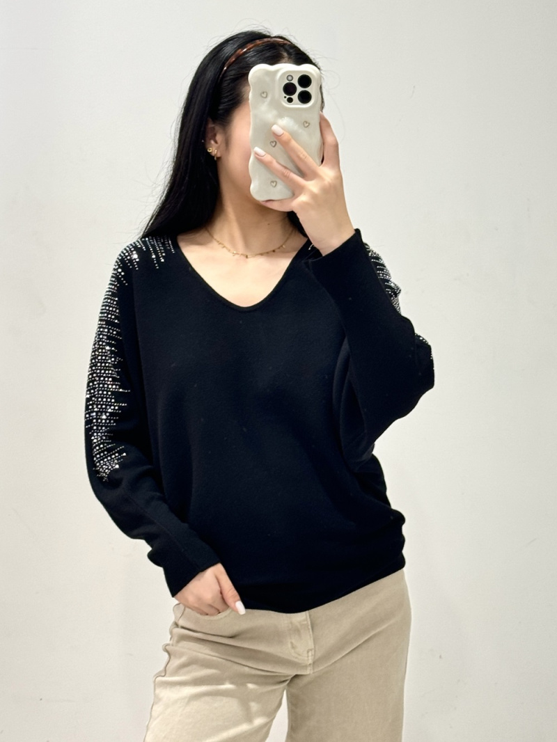 Grossista Rosy Days - Maglione lavorato a maglia con strass sulle spalle