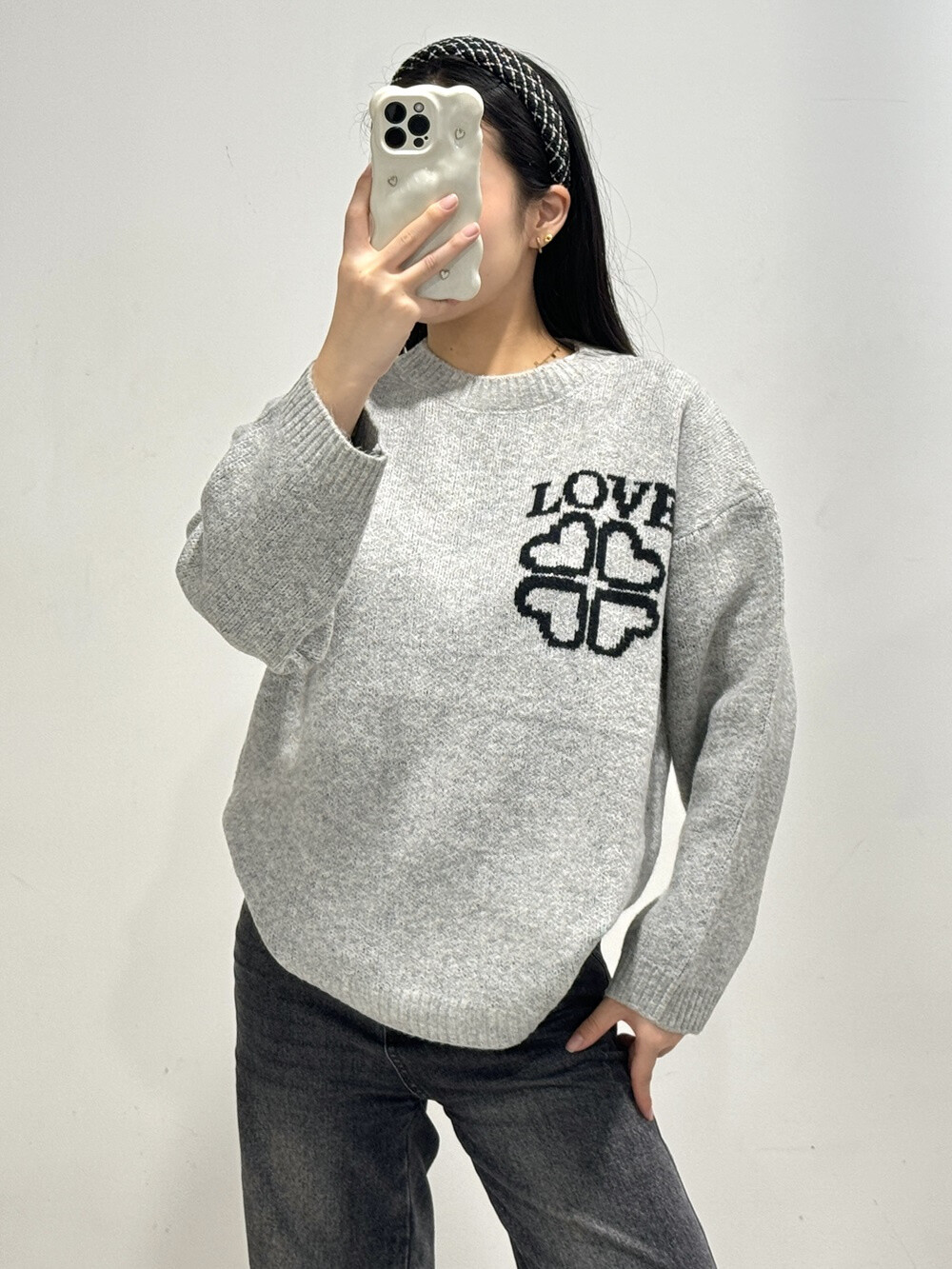 Grossiste Rosy Days - Pull love oversize en maille épais tendance