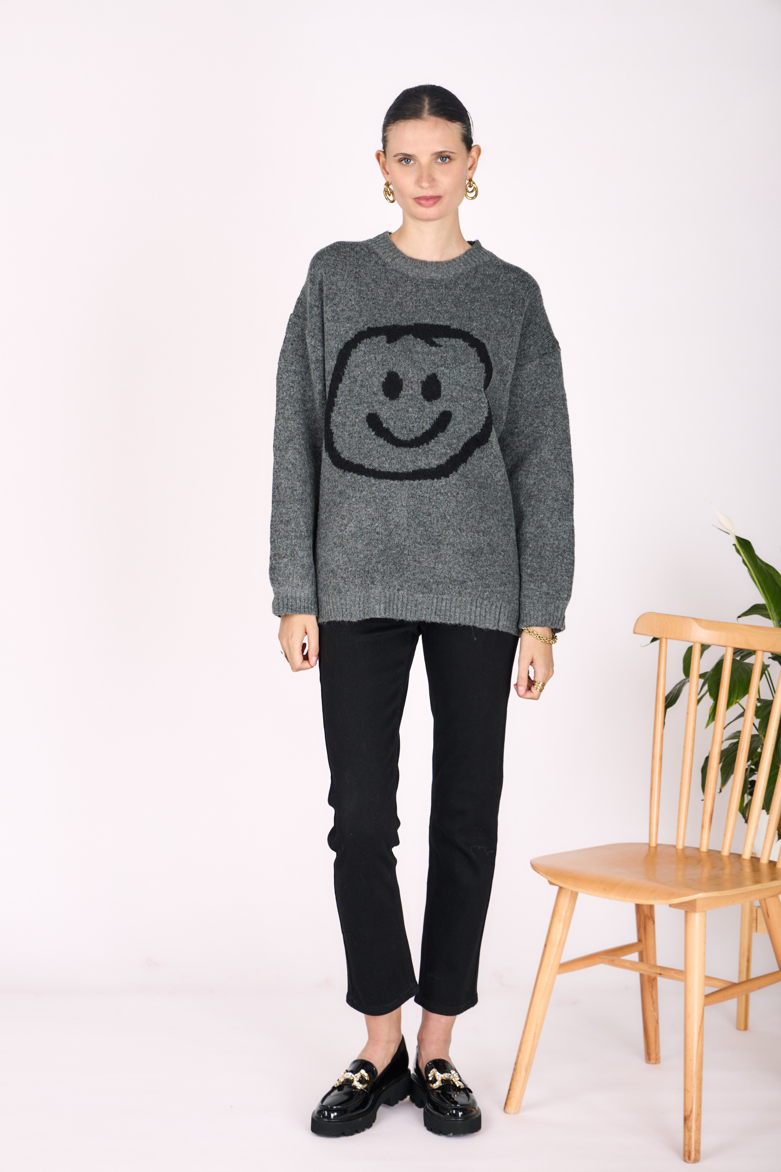 Grossiste ROSYDAYS - Pull Smile Oversize En Maille Tendance