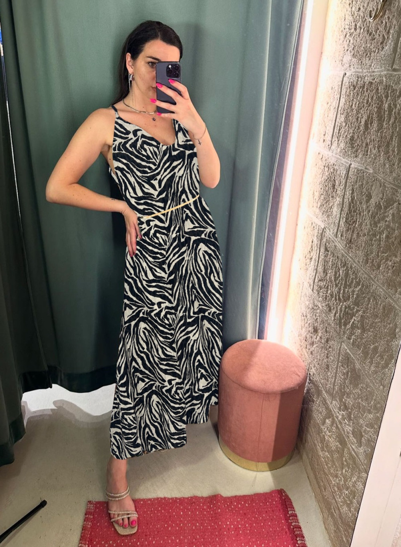 Grossiste Rosy Days - Robe bretelles longue à imprimés animaliers en viscose
