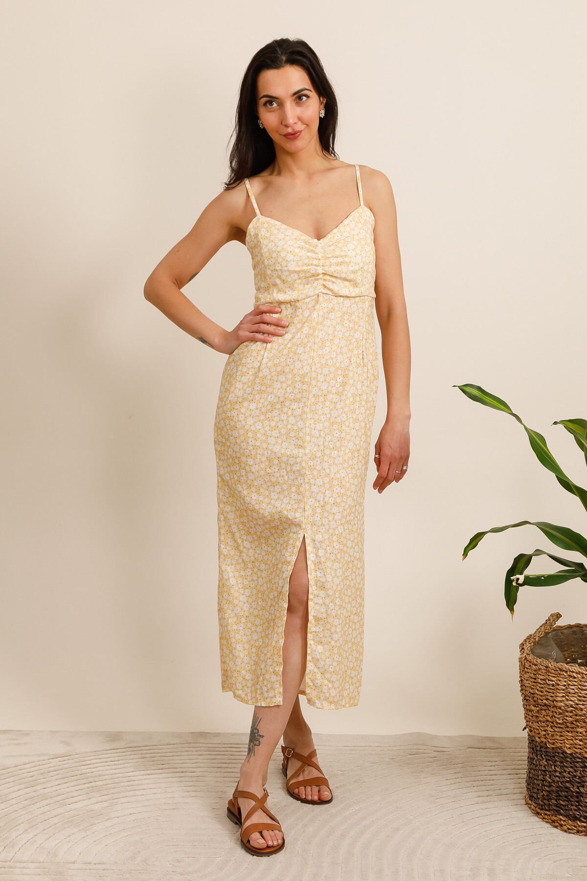 Wholesaler Rosy Days - Long floral dress with slit