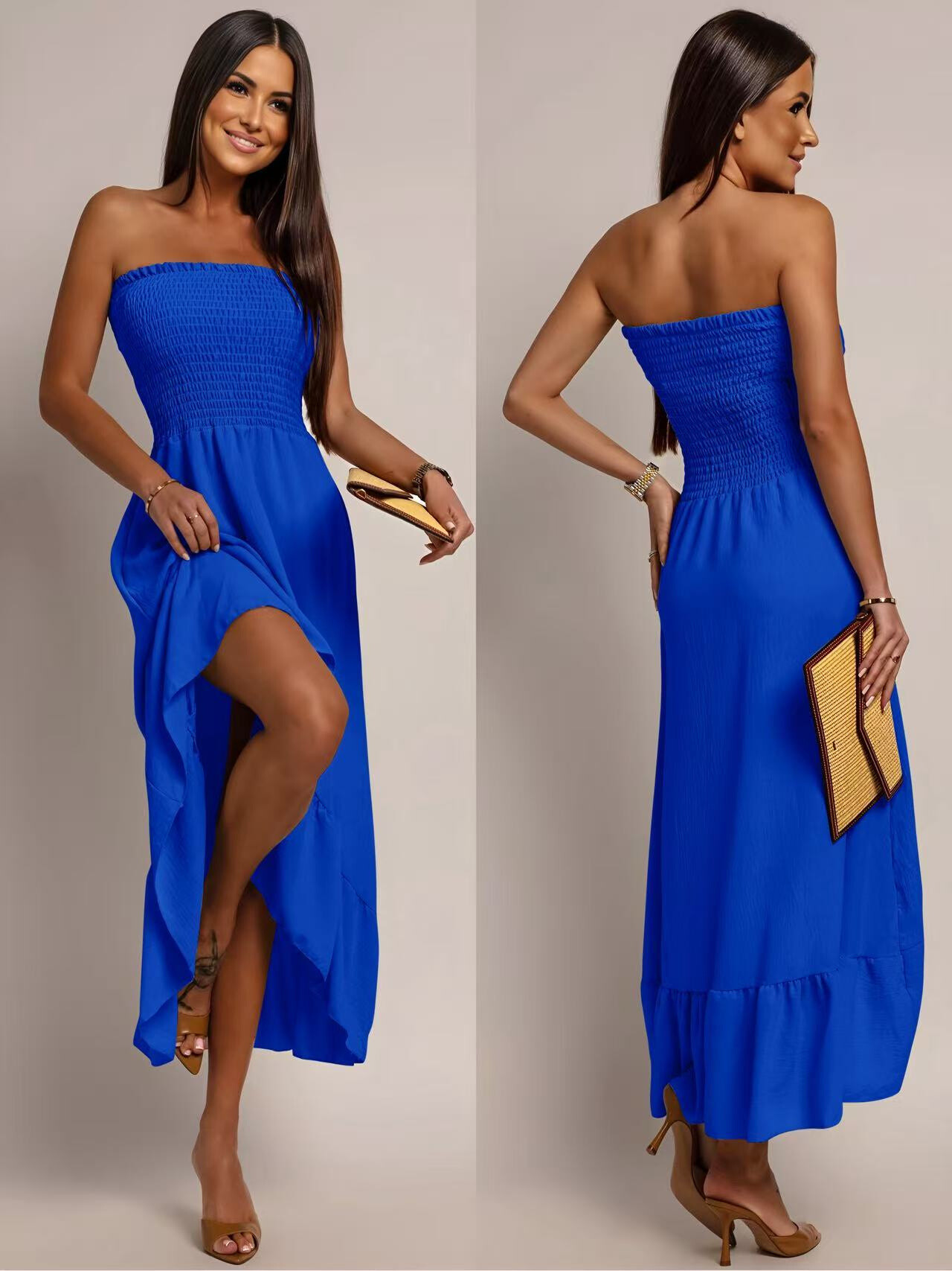 Wholesaler Rosy Days - Asymmetric Viscose Bustier Dress