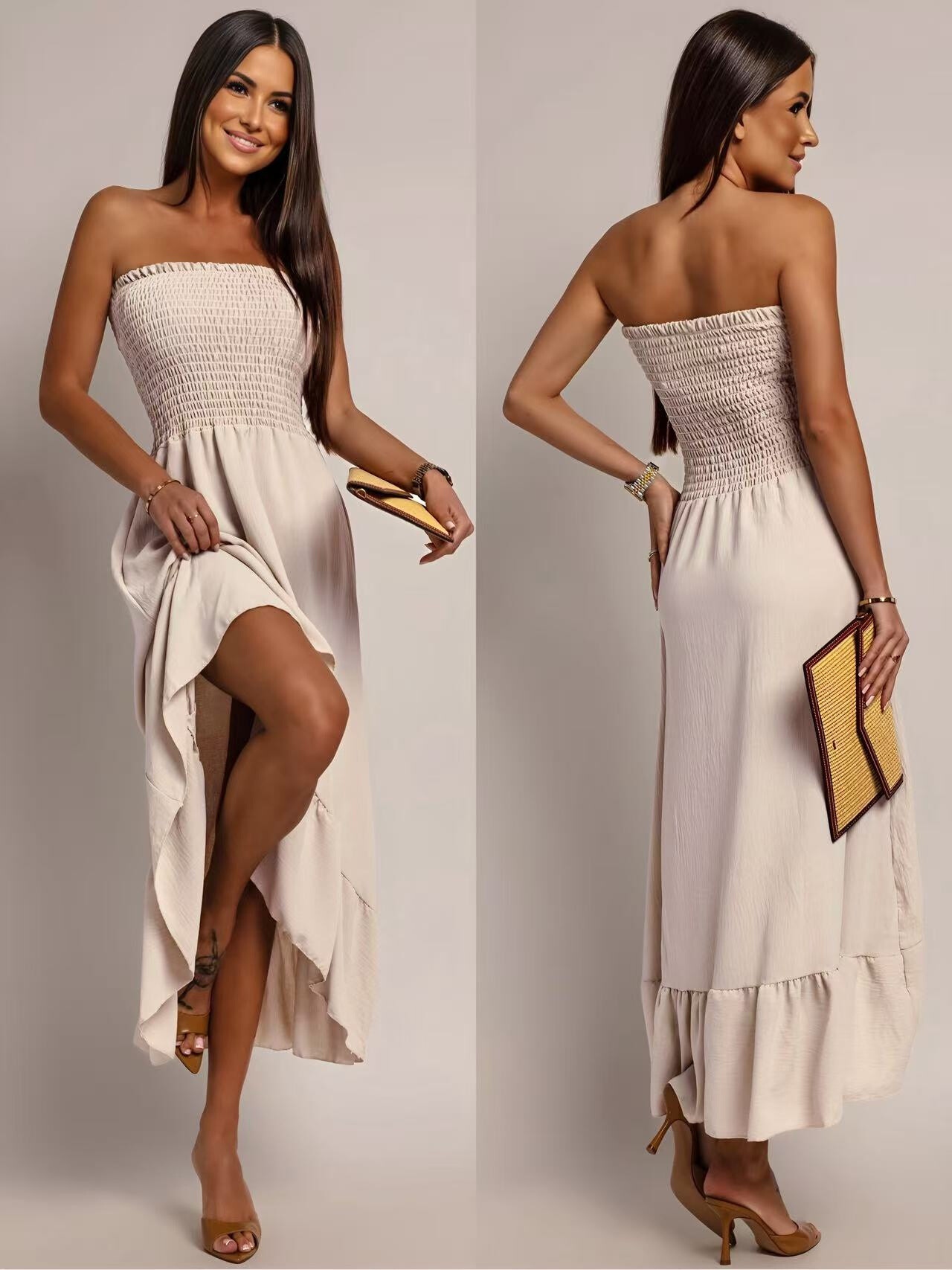 Mayorista Rosy Days - Vestido Asimétrico de Busto de Viscosa