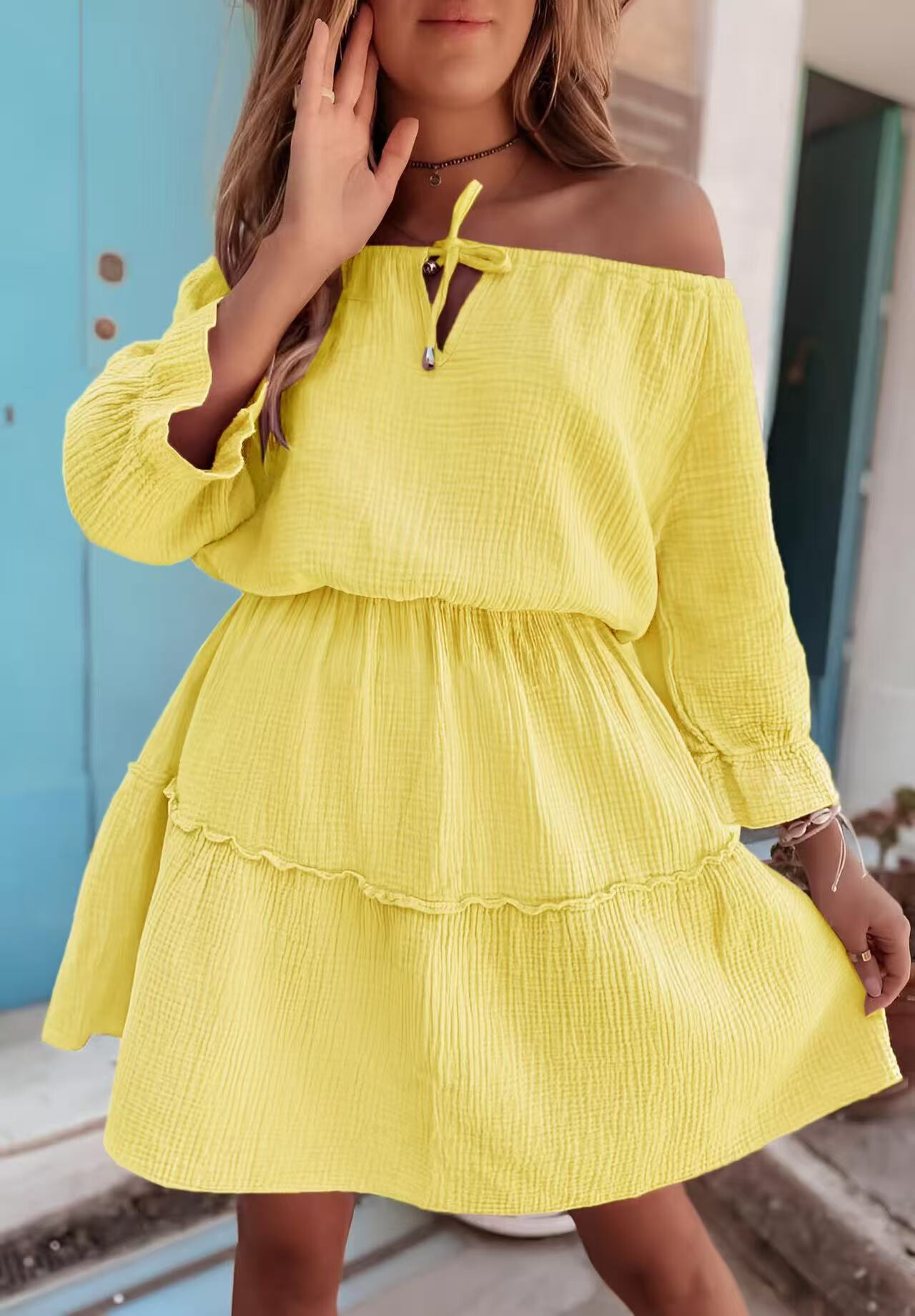 Wholesaler Rosy Days - Cotton gauze dress trapeze cord