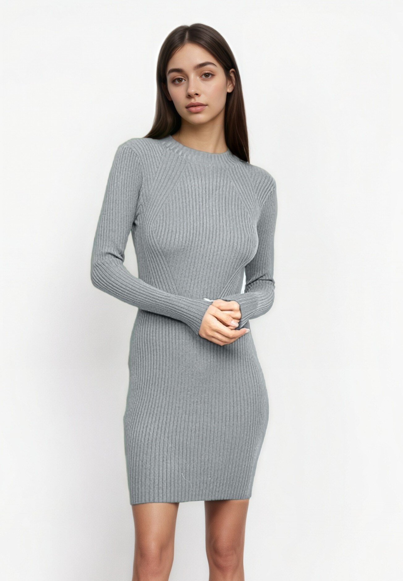 Grossiste ROSYDAYS - Robe Pull Moulante Côtelé