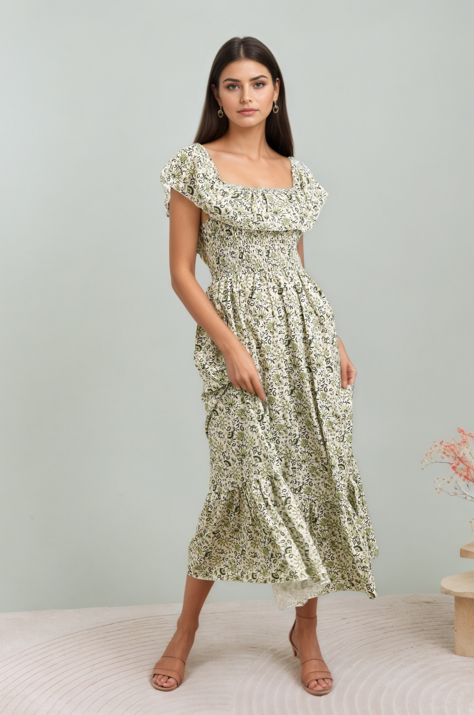 Wholesaler Rosy Days - Maxi Floral Off-Shoulder Dress