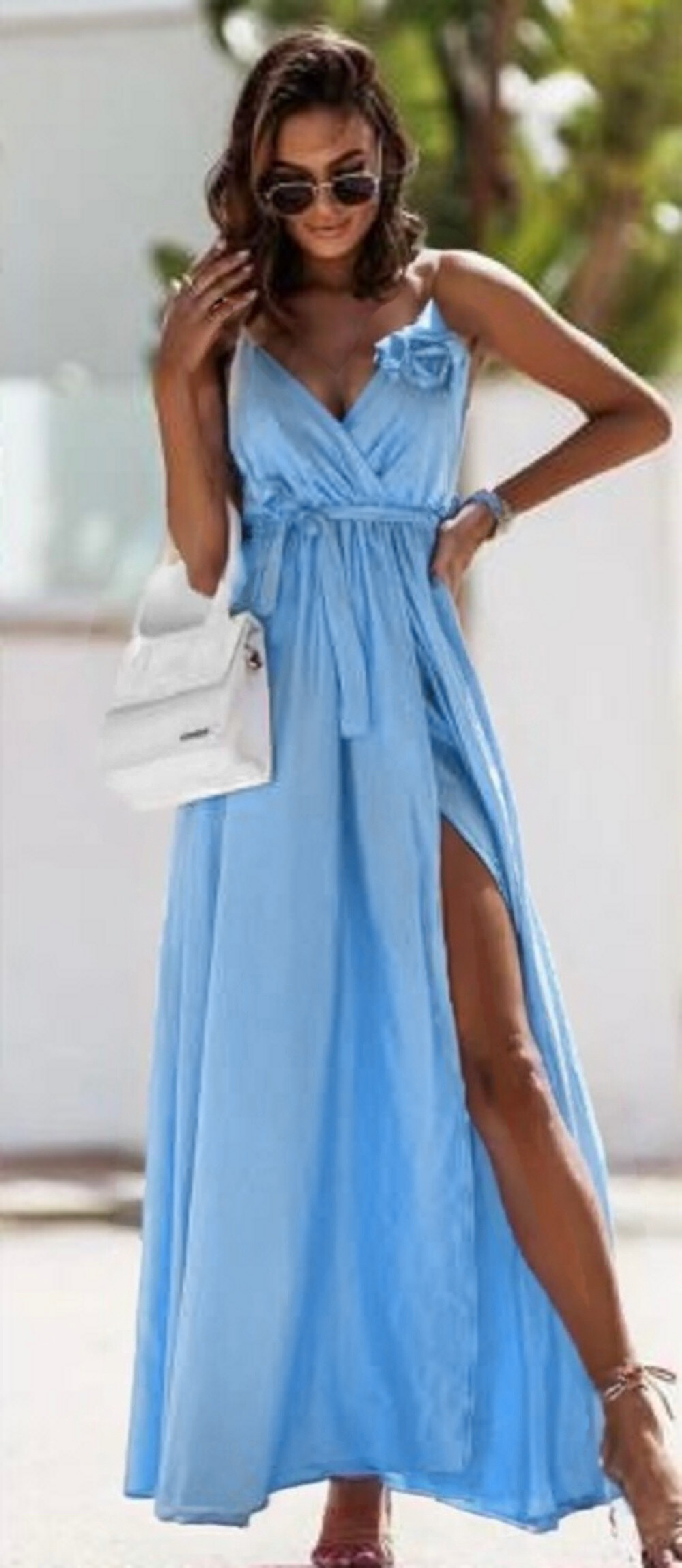 Wholesaler Rosy Days - Long Satin Dress with 3D Flower