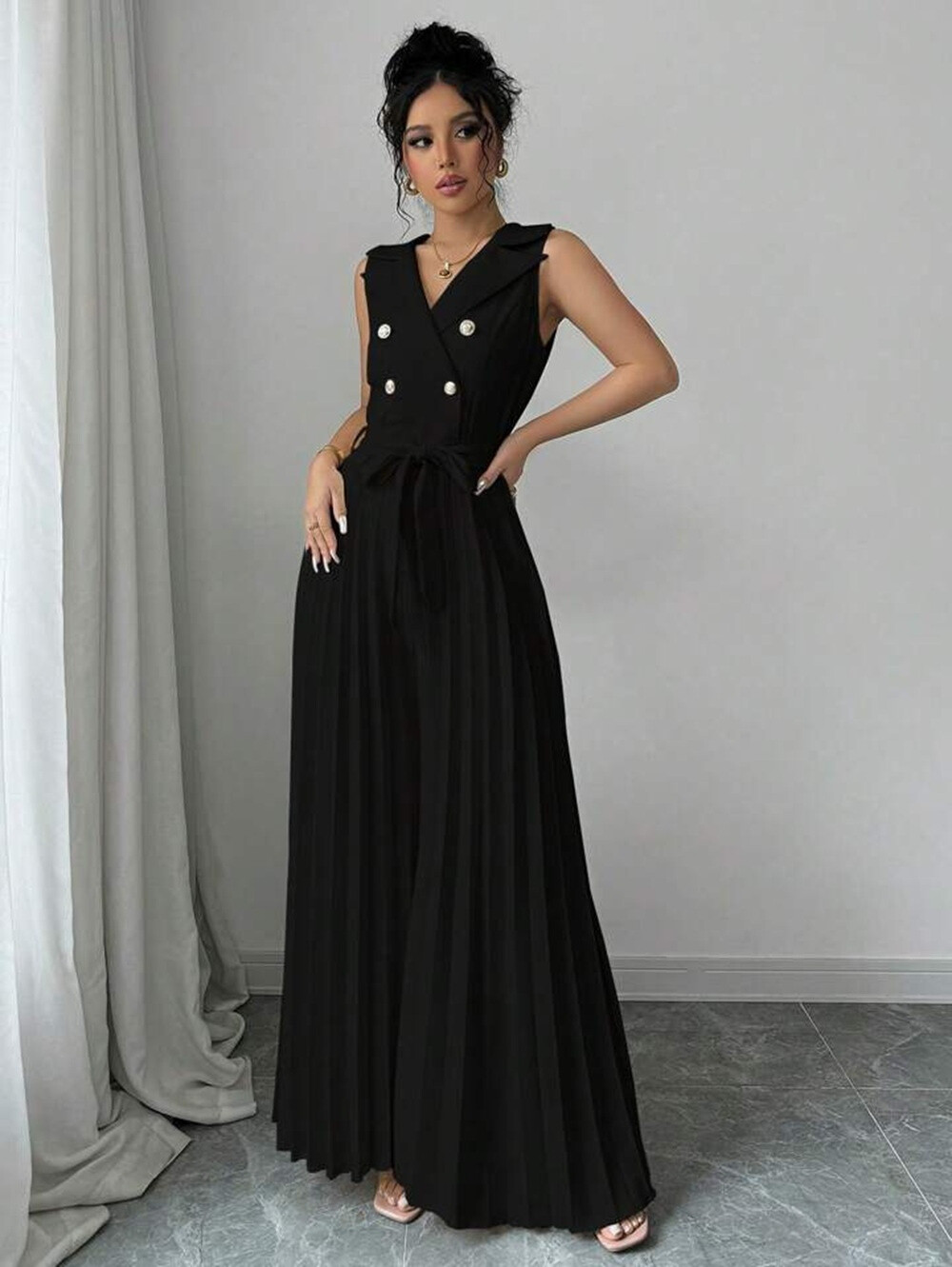 Wholesaler Rosy Days - Chic pleated pants combination with golden and cord