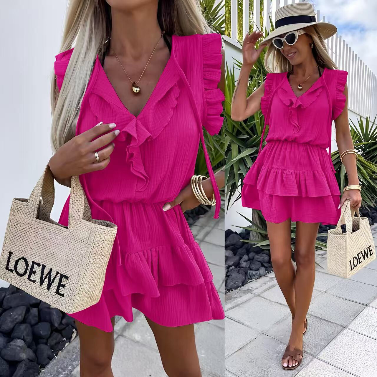 Grossiste Rosy Days - Robe Gaze de Coton Manches Volantées