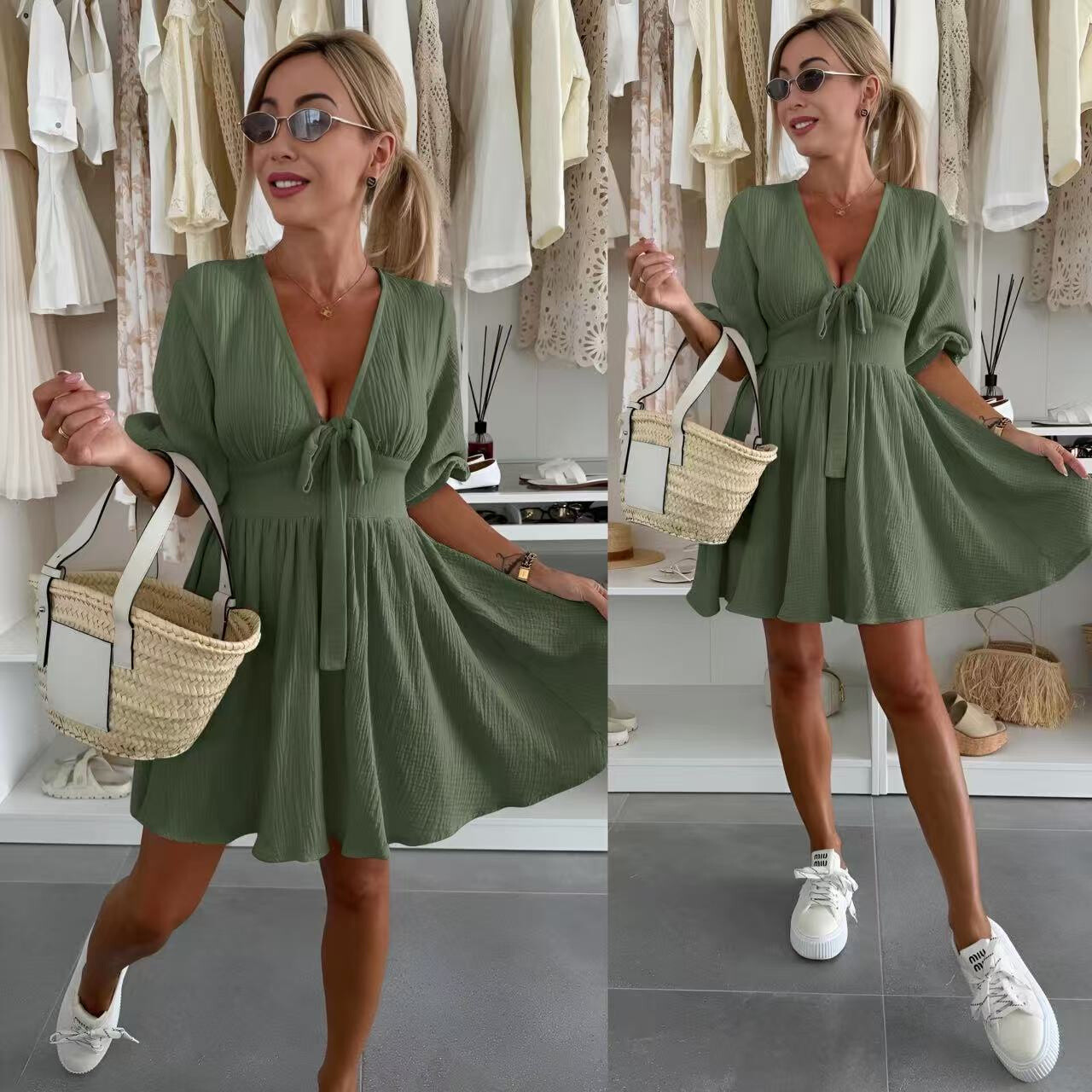 Wholesaler Rosy Days - Cotton gauze dress trapeze cord