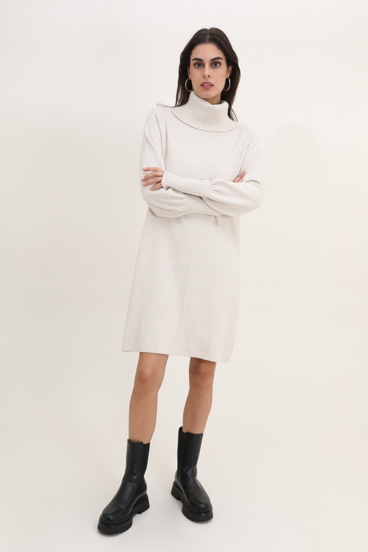 Grossiste ROSYDAYS - Robe Droite Maille Col Boule
