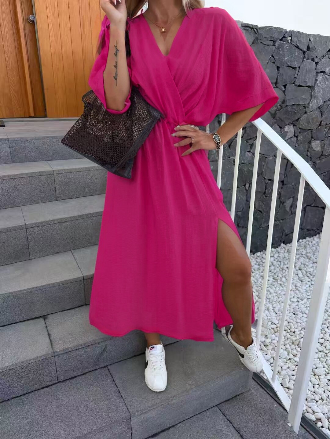 Wholesaler Rosy Days - Fluid slot viscose dress